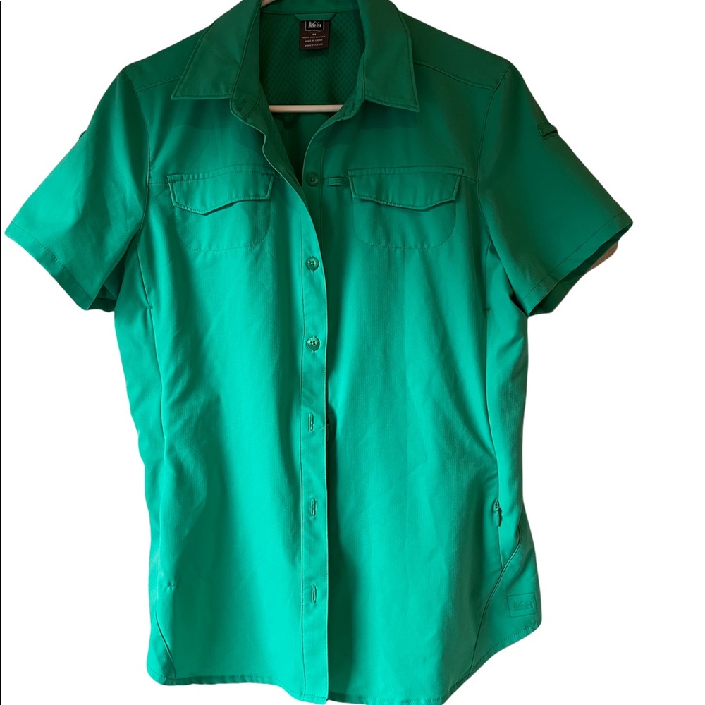 REI Co-op Green Sahara Short Sleeve shirt Size M